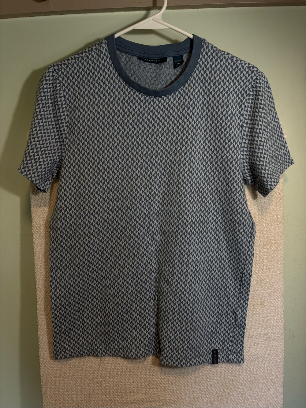 Perry Ellis Blue Geometric Short Sleeve Crew Tee